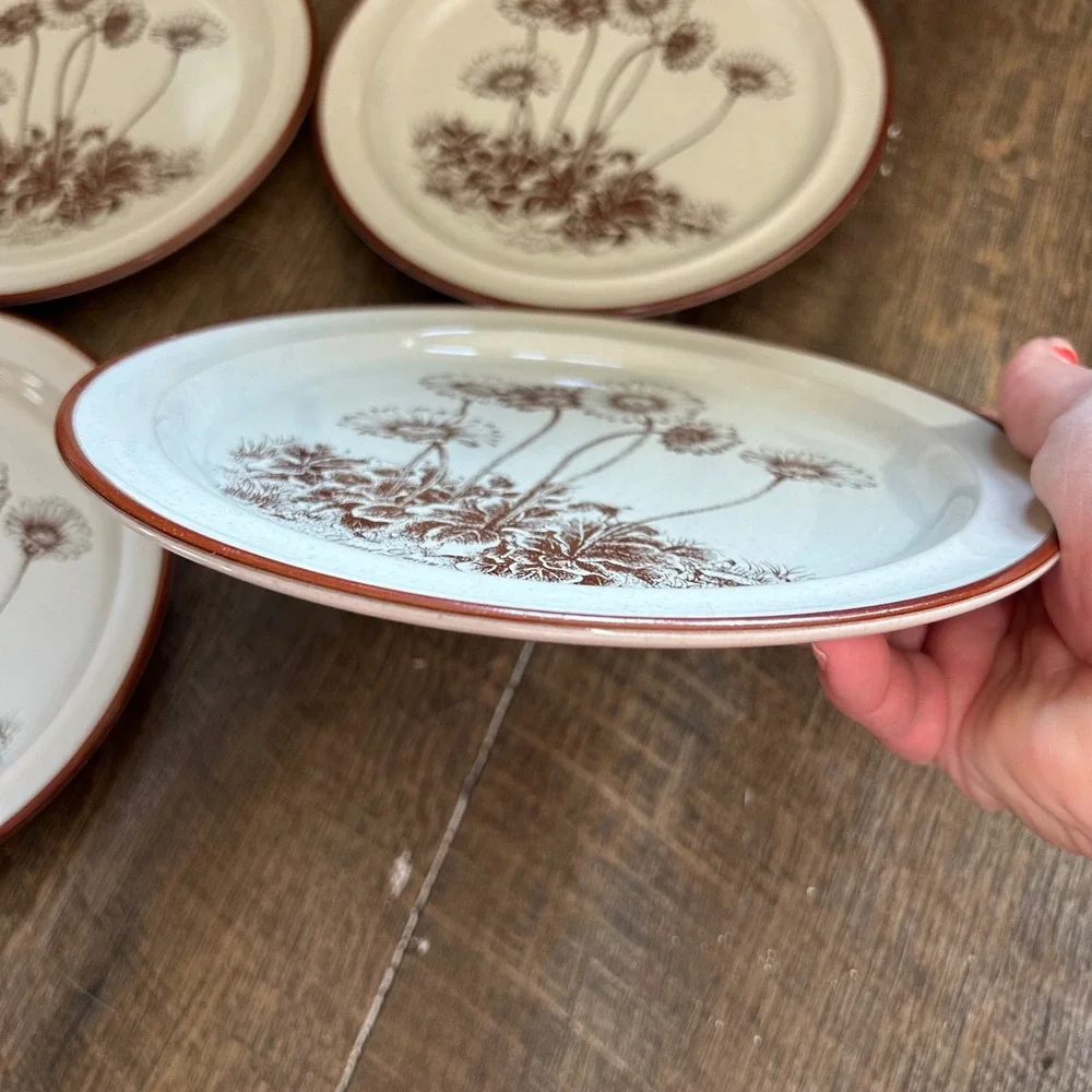 Noritake Desert Flowers Stoneware Salad Plates Set of 4 Brown Daisy S 321 Japan‎